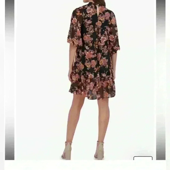 Julia Jordan Floral Print Shift Dress Puff Sheer Sleeves Ruffle Hem NWOT Size 4 - Picture 2 of 6